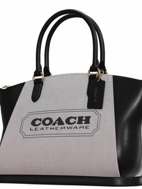 Coach Two-Tone Black and Gray Canvas Satchel